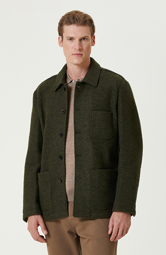 Haki Yün Örme Ceket Haki Yün Örme Ceket