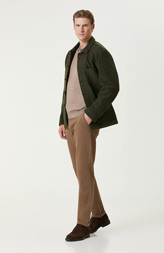 Haki Yün Örme Ceket