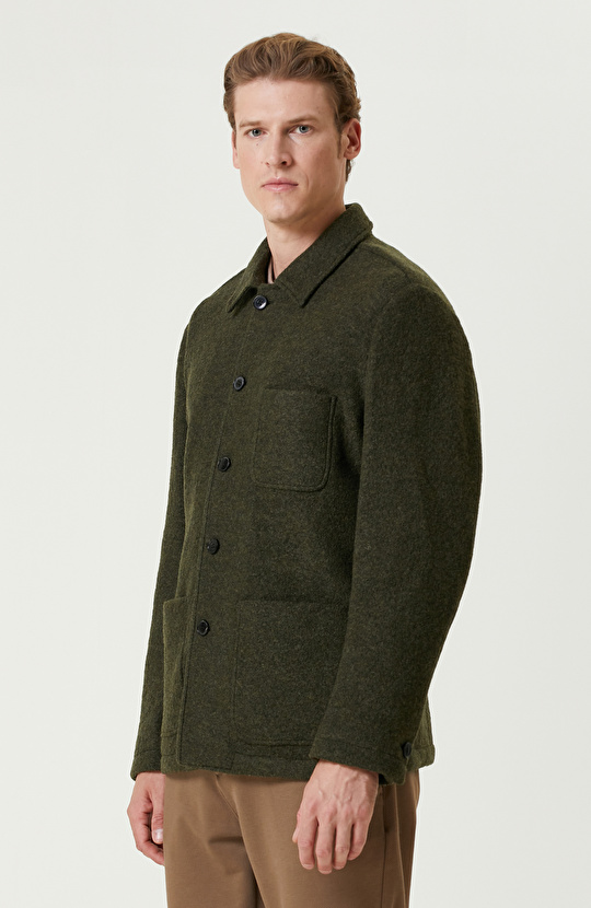 Haki Yün Örme Ceket