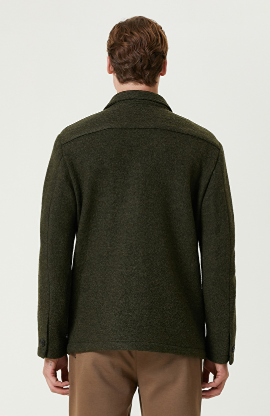 Haki Yün Örme Ceket