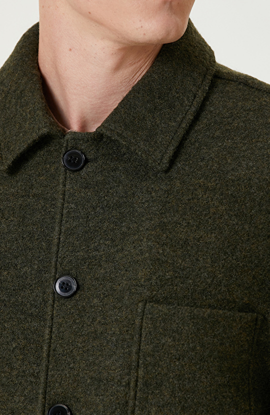 Haki Yün Örme Ceket