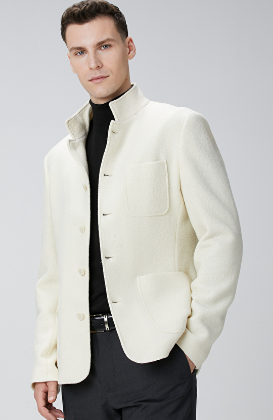 Ekru Yün Örme Ceket Ekru Yün Örme Ceket