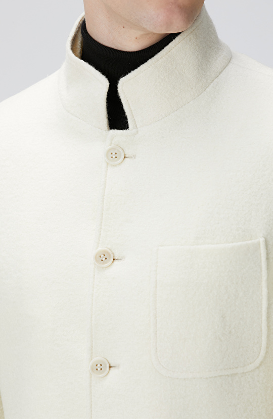 Ekru Yün Örme Ceket