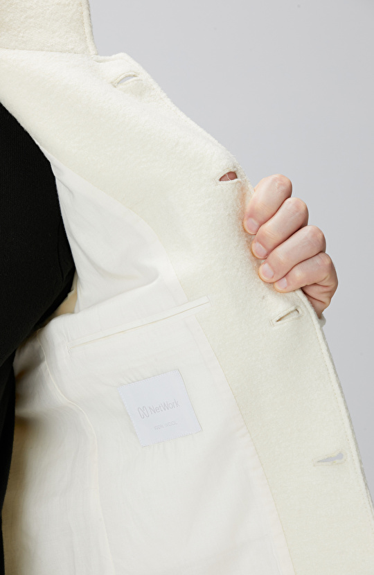 Ekru Yün Örme Ceket