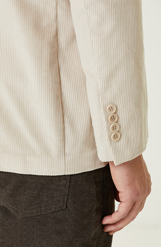 Kırık Beyaz Limited Fitilli Kadife Ceket