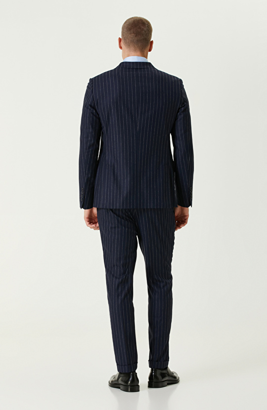 Lacivert Yün Karışımlı Çift Yırtmaç Takım Elbise