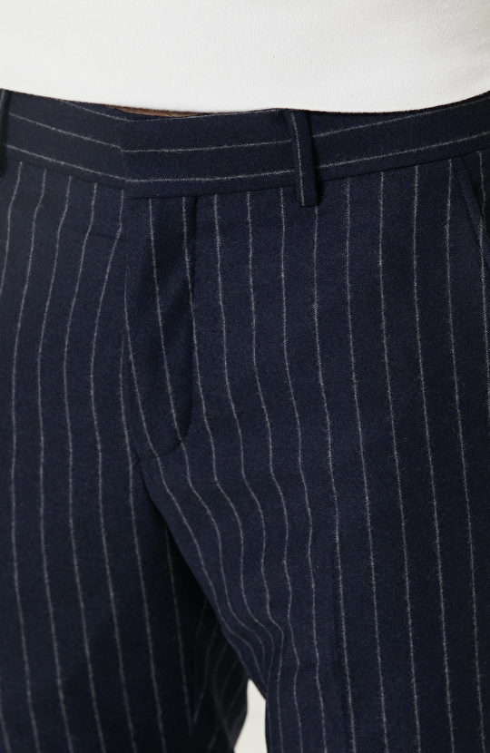 Lacivert Yün Karışımlı Flanel Takım Elbise