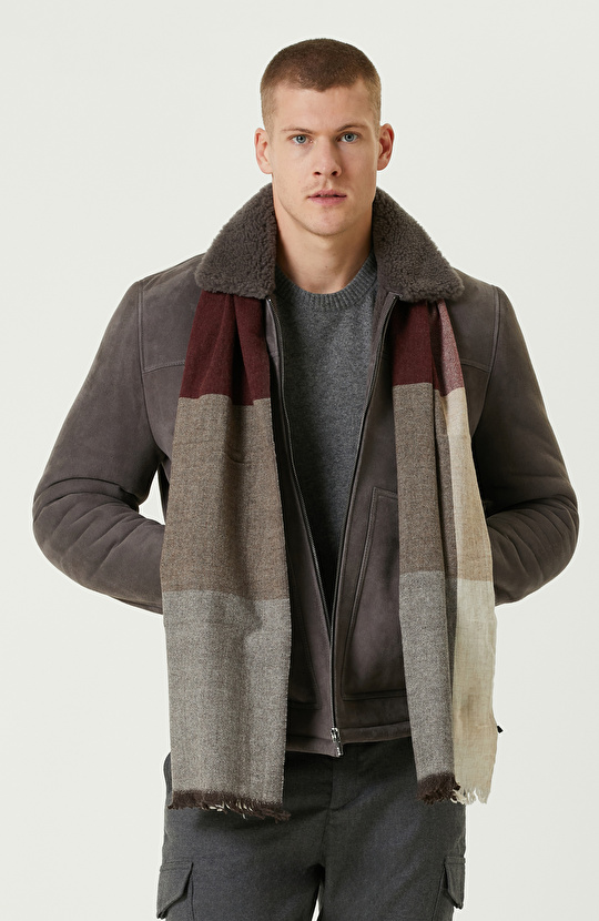 Vizon Yakası Kürklü Süet Mont