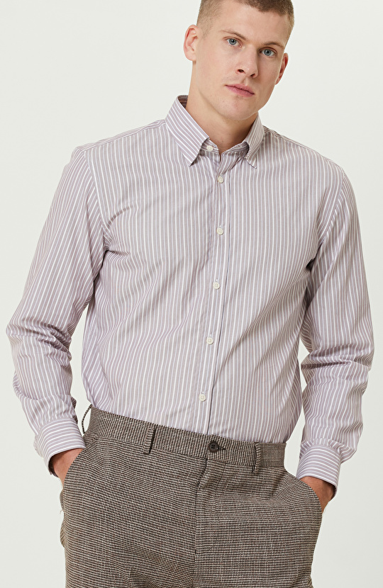 Bordo  Çizgili Gömlek