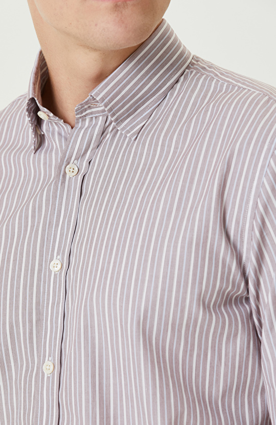 Bordo  Çizgili Gömlek