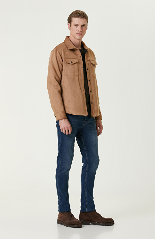 Kahverengi Yün İpek Karışımlı Triko Kazak