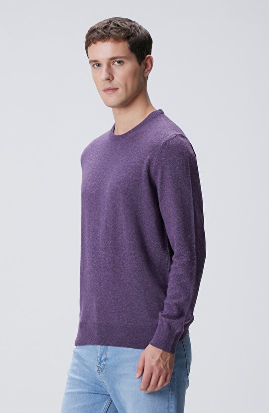 Lila Yün İpek Karışımlı Kazak