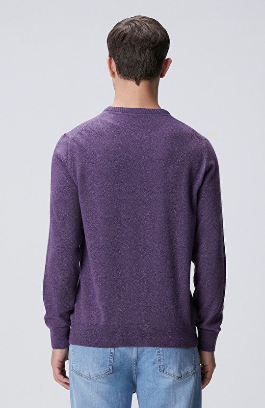 Lila Yün İpek Karışımlı Kazak