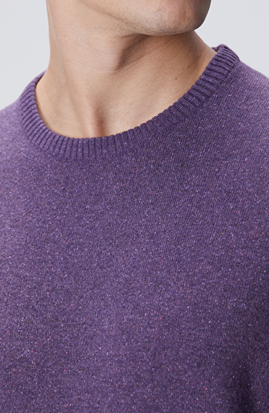 Lila Yün İpek Karışımlı Kazak