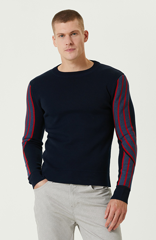 Lacivert Yün Karışımlı Triko Kazak