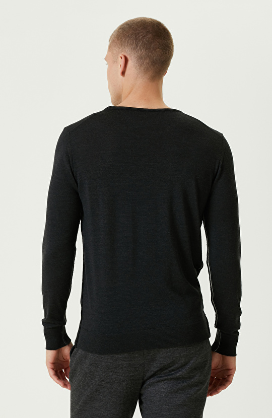 Antrasit Yün Triko Kazak