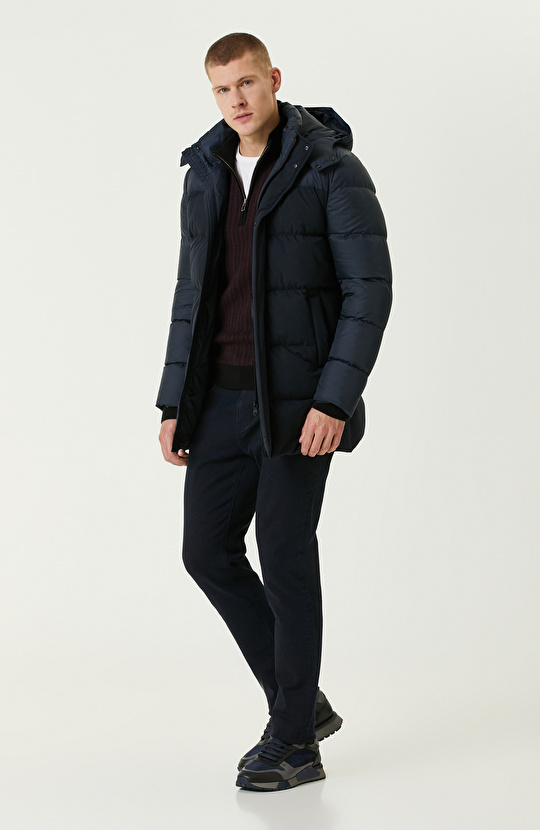 Siyah Bordo Dik Yaka Fermuarlı Triko Kazak