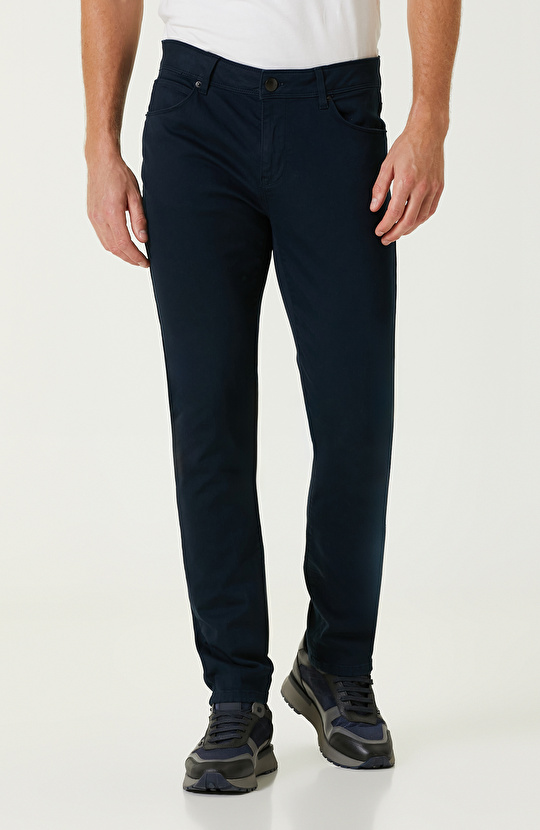 Lacivert Fitilli Kadife Casual Pantolon