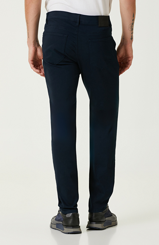 Lacivert Fitilli Kadife Casual Pantolon