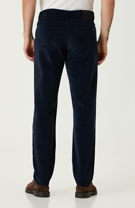 Lacivert Fitilli Kadife Casual Pantolon