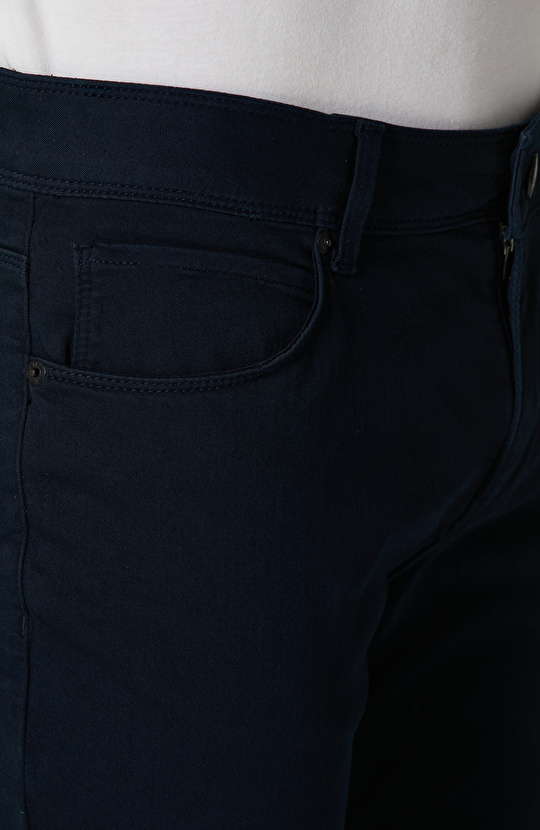 Lacivert Fitilli Kadife Casual Pantolon