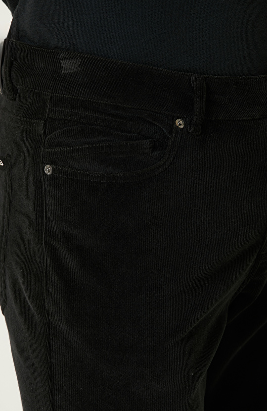 Siyah Fitilli Kadife Casual Pantolon
