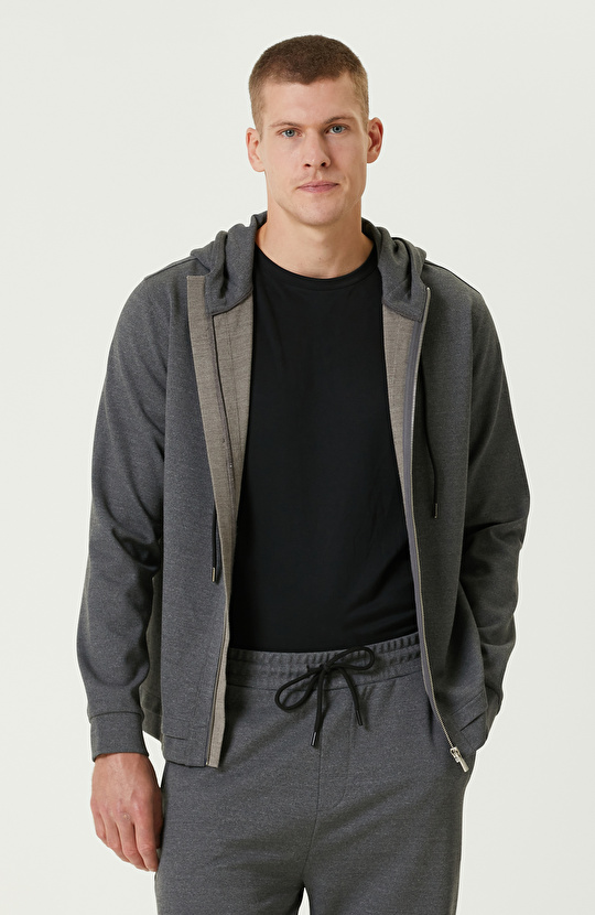 Gri Melanj Fermuarlı SweaTshirt Gri Melanj Fermuarlı SweaTshirt