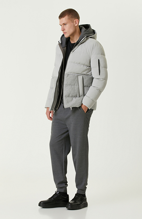 Gri Melanj Fermuarlı SweaTshirt