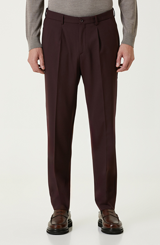 Bordo Diyagonal Comfort Pantolon