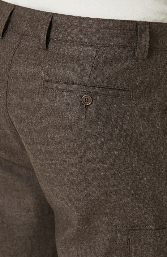 Kahverengi Yün Kaşmir Karışımlı Flanel Pantolon