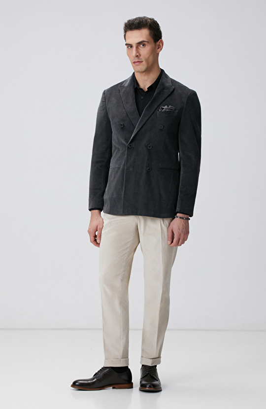 Limited Ekru Kadife Pantolon