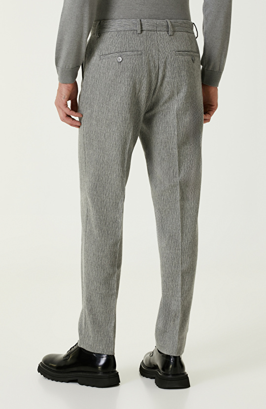 Gri Yün Kaşmir Karışımlı Jakarlı Jogger Pantolon