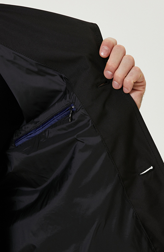 Siyah  Fermuarlı Trenchcoat