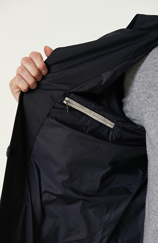 Lacivert  Fermuarlı Trenchcoat