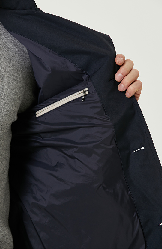 Lacivert  Fermuarlı Trenchcoat