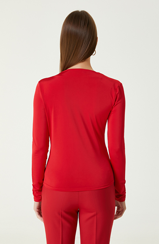 Kırmızı Jarse Örme Bluz