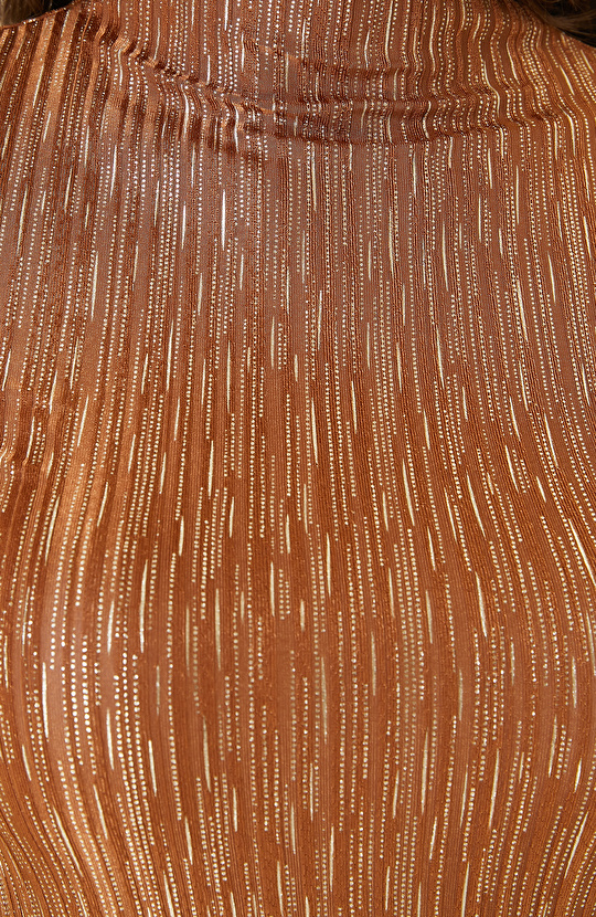 Bakır Dik Yaka Örme Bluz