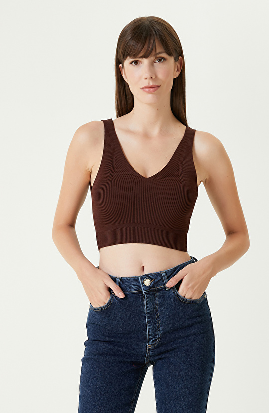 Kahverengi Triko Büstiyer