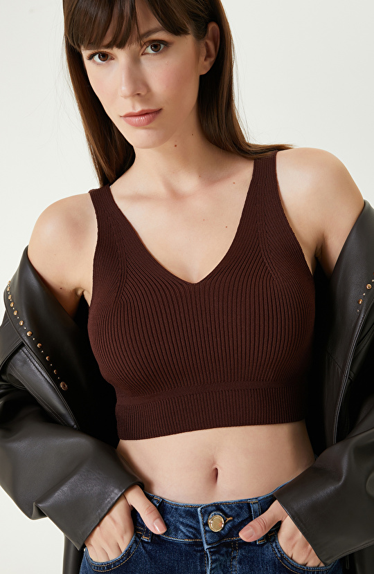 Kahverengi Triko Büstiyer