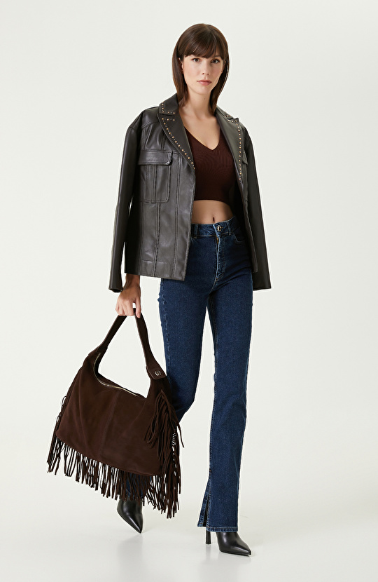 Kahverengi Triko Büstiyer