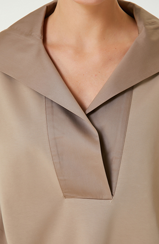 Vizon Bel Büzgülü Örme Bluz