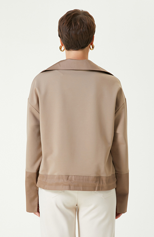 Vizon Bel Büzgülü Örme Bluz