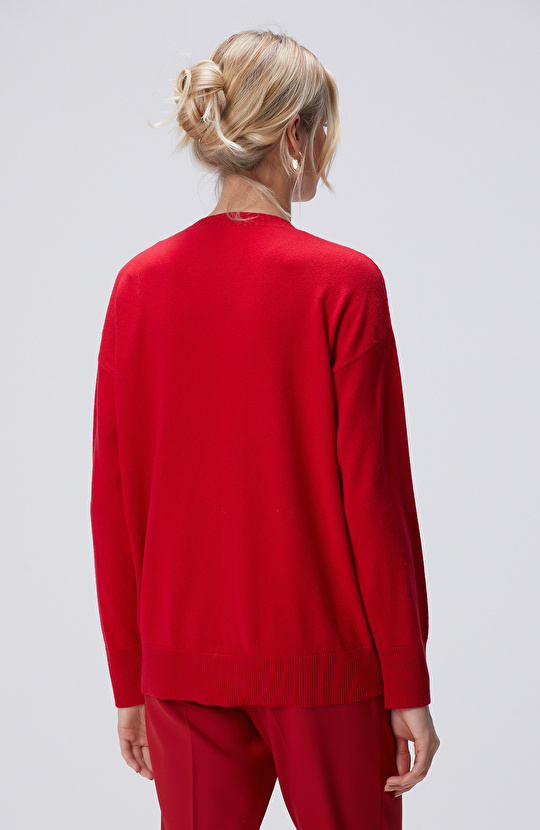 Kırmızı Limited Kaşmir Triko Kazak