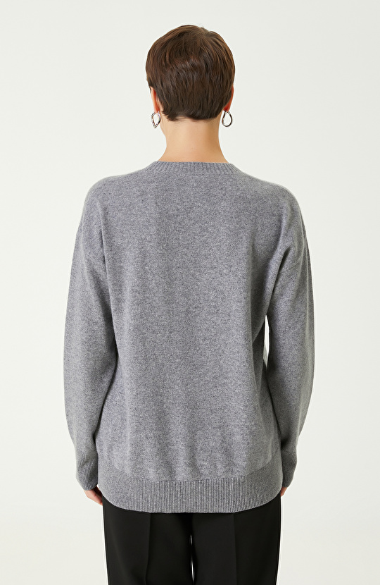 Gri Melanj Limited Kaşmir Triko Kazak