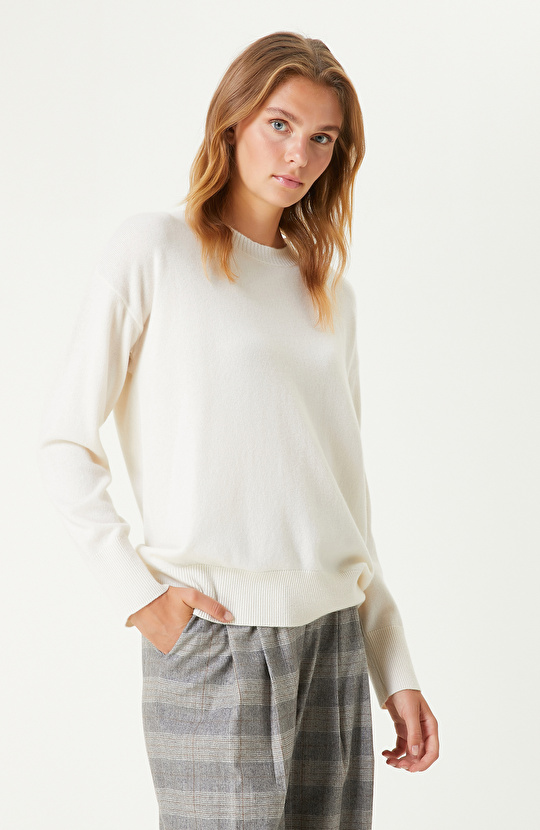 Kırık Beyaz Limited Kaşmir Triko Kazak