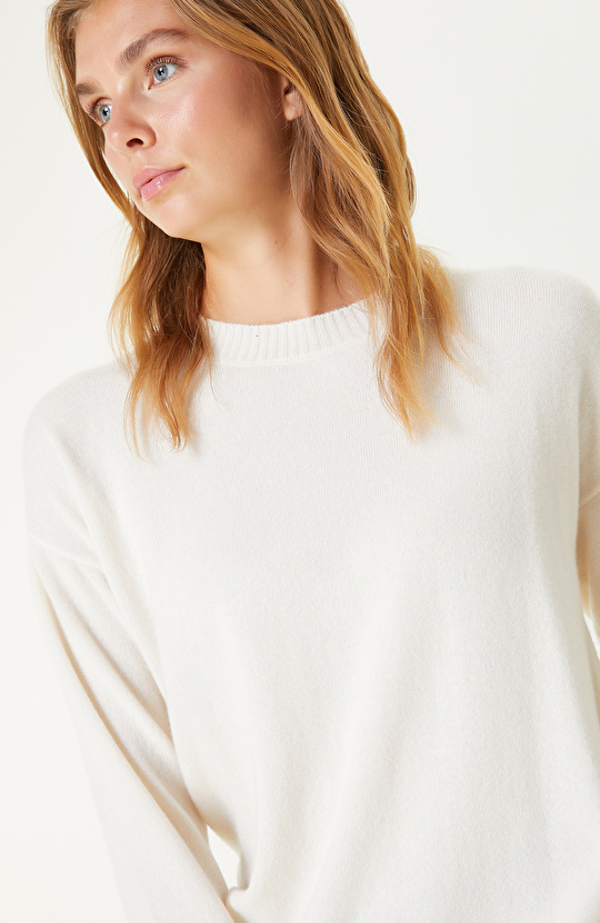 Kırık Beyaz Limited Kaşmir Triko Kazak