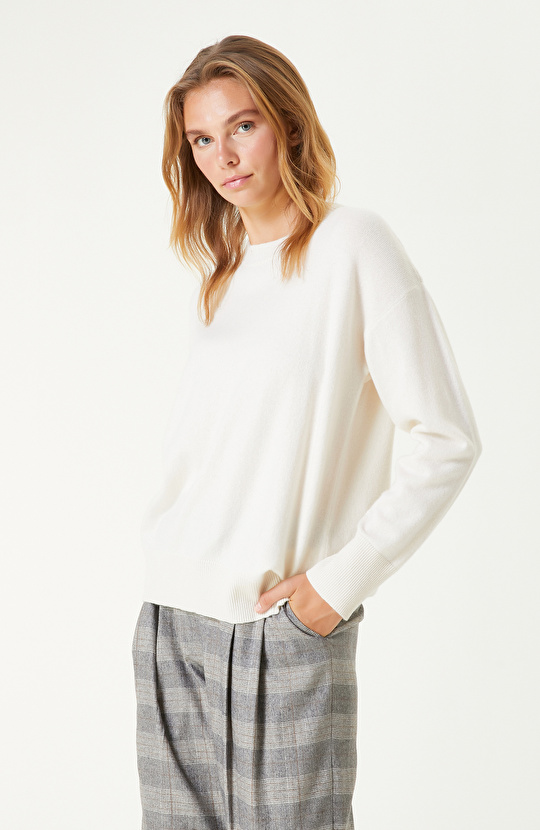 Kırık Beyaz Limited Kaşmir Triko Kazak