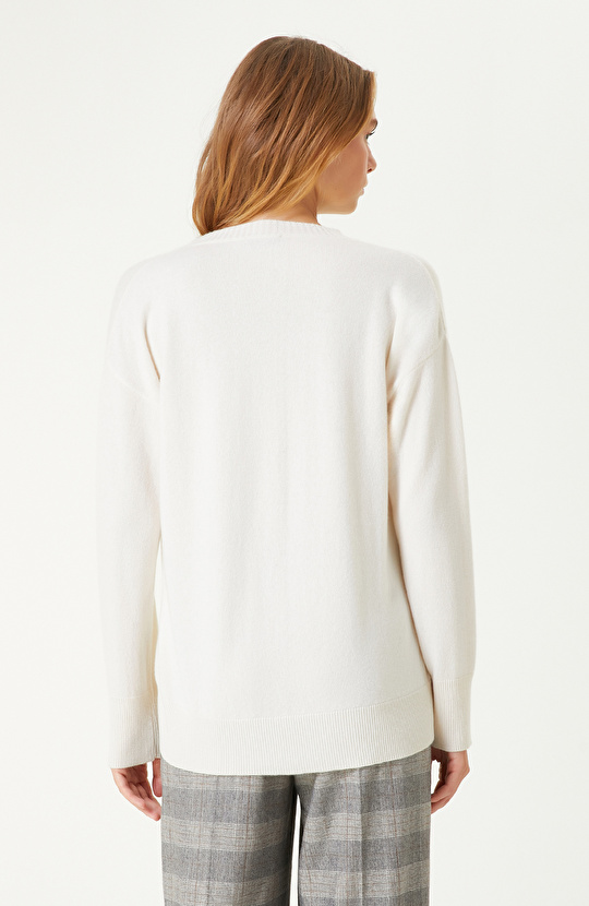 Kırık Beyaz Limited Kaşmir Triko Kazak