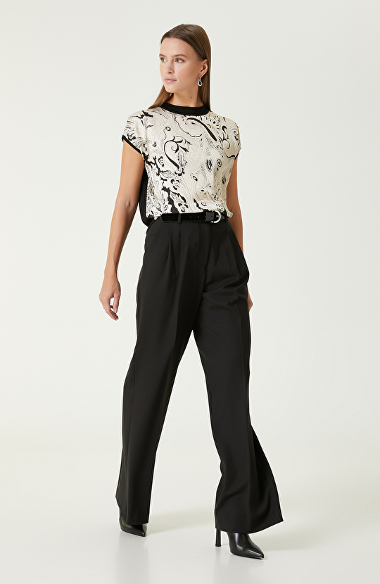 Siyah Dokuma Garnili Triko