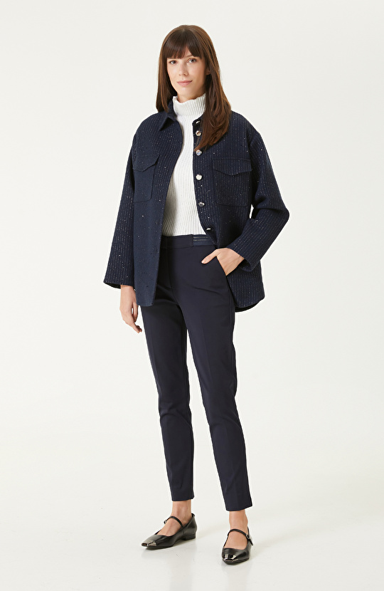 Kırık Beyaz Payetli Triko Kazak